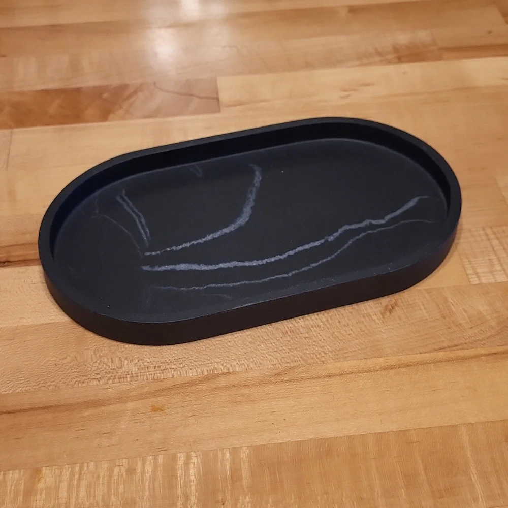 Threshold Black Marble-Pattern Oval Tray